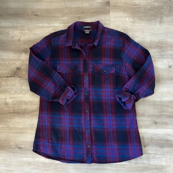 EDDIE BAUER Plaid Button Front Shirt Women's Size Large - Picture 1 of 6